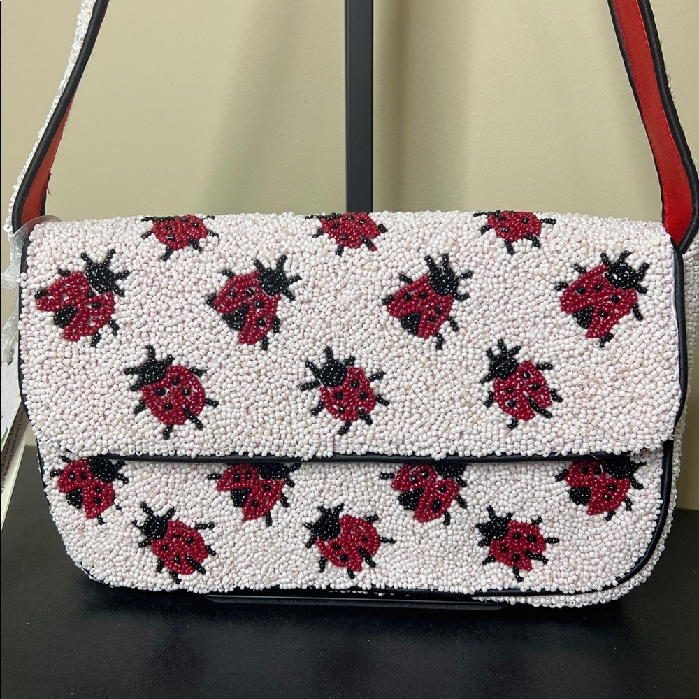 Handcrafted In India | Beaded Ladybug Shoulder Bag π - Picture 4 of 10